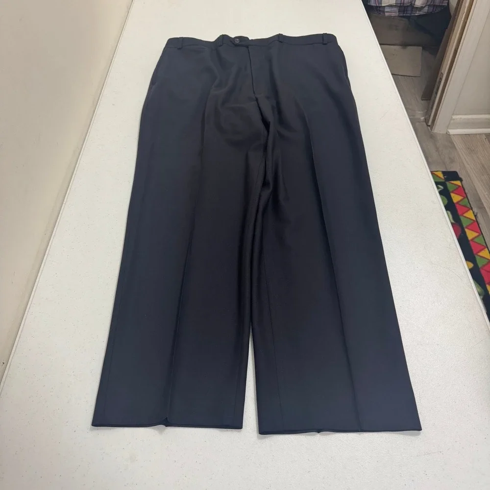Ralph Lauren Mens Dress Pants Navy Blue Flat Front Complete‎ Comfort 37x27.25